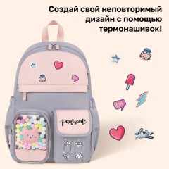 Рюкзак BRAUBERG PASTEL с термонашивками в комплекте, "Милые лапки", серый, 40х29х14 см, 272064 - фото 10
