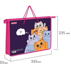 Папка на молнии с ручками ПИФАГОР А4, 1 отделение, пластик, ручки-шнурок, "Cats greetings", 272111 Папка на молнии с ручками ПИФАГОР А4, 1 отделение, пластик, ручки-шнурок, "Cats greetings", 272111 - фото 5