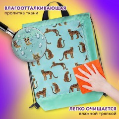 Мешок для обуви ЮНЛАНДИЯ, с ручками, боковой карман на молнии, 46х36 см, "Wild Cats", 271614 - фото 9