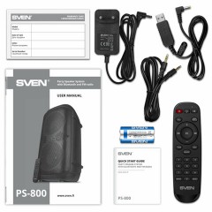 Колонка портативная SVEN PS-800, 100 Вт, TWS, Bluetooth, FM, USB, microSD, LED-дисплей, черная, SV-021511 - фото 14