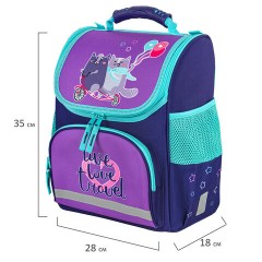 Ранец ПИФАГОР BASIC, 1 отделение, 3 кармана, эргономичная спинка, "Bike cats", 35х28х18 см, 272049 Ранец ПИФАГОР BASIC, 1 отделение, 3 кармана, эргономичная спинка, "Bike cats", 35х28х18 см, 272049 - фото 2