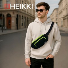 Сумка на пояс HEIKKI RIO (ХЕЙКИ), карман, регулируемый ремень, черная/салатовая, 30х12x10 см, 272615 - фото 12