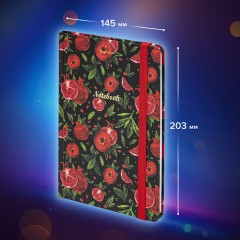 Блокнот с резинкой в клетку 96 л., А5 (145х203 мм), твердая обложка с фольгой, BRAUBERG, "Гранаты", 113730 - фото 9
