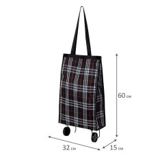 Сумка хозяйственная на колесах складная 50x32x15 см, 24 л, до 15 кг, Оксфорд 600D, шотландка, ЛЮБАША, 701403 - фото 7