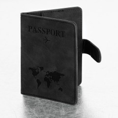 Обложка для паспорта и документов с защитой от считывания, 9 карманов, магнит, экокожа, черная, BRAUBERG, 238757 - фото 4