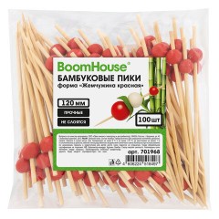 Шпажки-пики для канапе бамбуковые форма "Жемчужина красная" 12 см, 100 шт., BOOMHOUSE (БУМХАУС), 701968 - фото 5
