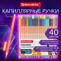 Ручки капиллярные (линеры) 40 ЦВЕТОВ, BRAUBERG "FINE 040", шестигранные, линия 0,4 мм, 144146 Ручки капиллярные (линеры) 40 ЦВЕТОВ, BRAUBERG "FINE 040", шестигранные, линия 0,4 мм, 144146 - фото 12