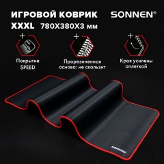 Коврик для мыши и клавиатуры большой SONNEN "CYBER OUTLAW 2.0" 780х380х3 мм, черный, 513960 - фото 8