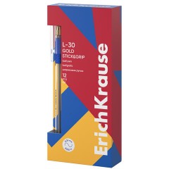 Ручка шариковая масляная с грипом ERICH KRAUSE "L-30" Gold Stick&Grip, СИНЯЯ, 0,7 мм, линия 0,26 мм, 61041 - фото 3