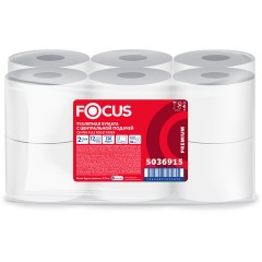 Бумага туалетная с центральной вытяжкой 120 м, FOCUS (T8) Premium, 2-слойная, белый, КОМПЛЕКТ 12 рулонов, 5036915