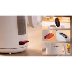 Чайник BOSCH TWK2M161, 1,7 л, 2400 Вт, закрытый нагревательный элемент, пластик, белый - фото 5