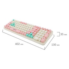 Клавиатура беспроводная USB, 105 клавиш, SONNEN K303PM, слоновая кость / розовый / мятный, 513977 - фото 6