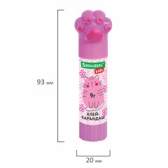 Клей-карандаш "Лапки" Cat Paw, 9 г, фигурный колпачок, 3 шт. на блистере, BRAUBERG KIDS, 271982 - фото 13