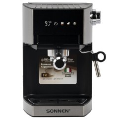 Кофеварка рожковая с дисплеем SONNEN CM-2066, ручной капучинатор, сенсор, 1 л, 950 Вт, 19 бар, 457882 - фото 2