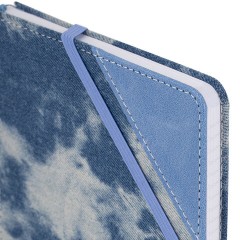 Блокнот А5 135x210 мм BRAUBERG "Denim", ткань/экокожа, резинка, держатель, 80 л., клетка, голубой, 117138 - фото 5