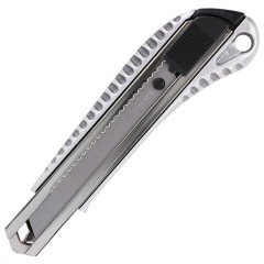 Нож канцелярский 18 мм, КОМПЛЕКТ 2 штуки + 10 ЛЕЗВИЙ, BRAUBERG Metallic, металлический корпус, 273929 - фото 3