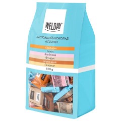 Шоколад порционный WELDAY (ВЭЛДЭЙ), ассорти 6 вкусов, 810 г (54 плитки по 15 г), пакет, 622409 - фото 2