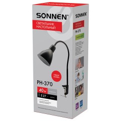 Настольная лампа / светильник SONNEN PH-370, на струбцине, ЦОКОЛЬ Е27, черный, 238235 - фото 2