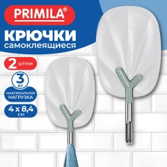 Крючки самоклеящиеся КОМПЛЕКТ 2 шт., 4х8,4 см, пластик + металл, овальные, бело-зелёные, PRIMILA (ПРИМИЛА), 702369 - фото 4