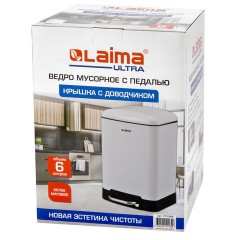 Ведро мусорное с педалью 6 л, крышка с доводчиком, белое матовое, металл, LAIMA ULTRA, 701569 - фото 8