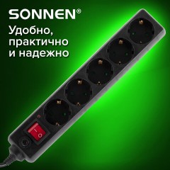 Сетевой фильтр SONNEN U-3513, 5 розеток, с заземлением, выключатель, 10 А, 3 м, черный, 513489 Сетевой фильтр SONNEN U-3513, 5 розеток, с заземлением, выключатель, 10 А, 3 м, черный, 513489 - фото 15