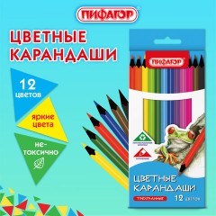 Карандаши цветные ПИФАГОР СТАНДАРТ 12 цветов, трехгранный корпус, 182087 Карандаши цветные ПИФАГОР СТАНДАРТ 12 цветов, трехгранный корпус, 182087 - фото 2