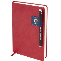 Ежедневник датированный 2026 А5 138х213 мм, BRAUBERG "Accent", под кожу, держатель, красный/синий, 117384 - фото 5
