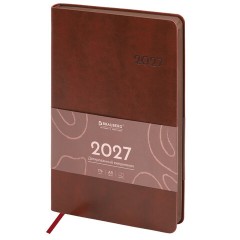 Ежедневник датированный 2027, А5, 138х213 мм, BRAUBERG "Flexi", под кожу, гибкий, коньячный, 118223