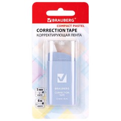 Корректирующая лента BRAUBERG COMPACT PASTEL, 5 мм х 6 м, корпус ассорти, блистер, 272495 Корректирующая лента BRAUBERG COMPACT PASTEL, 5 мм х 6 м, корпус ассорти, блистер, 272495 - фото 2