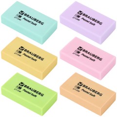 Ластики BRAUBERG PASTEL SOFT НАБОР 6 шт., размер ластика 45х25х10 мм, экологичный ПВХ, 271340 - фото 10