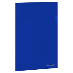 Папка-уголок жесткая, непрозрачная (тонированная), А4, BRAUBERG UNIVERSAL, синяя, 0,18 мм, 273055