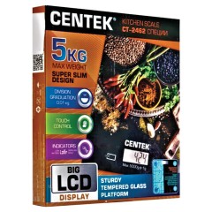 Весы кухонные CENTEK CT-2462 "Специи", электронный дисплей, max вес 5 кг, тарокомпенсация, стекло, CT-2462 Специи - фото 5