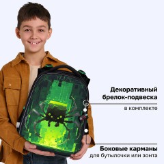 Ранец BRAUBERG PREMIUM, 2 отделения, с брелоком, "Кибер-паук", ЛАМПОЧКИ, 38х29х16 см, 273101 - фото 16