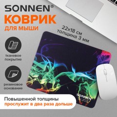 Коврик для мыши SONNEN "SMOKE", резина + ткань, 220х180х3 мм, 513289 - фото 7