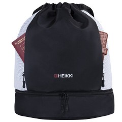 Рюкзак спортивный мешок HEIKKI ACTION (ХЕЙКИ) с отделением для обуви, вентилируемые стенки, 45х34 см, "Total black", 273455 - фото 2
