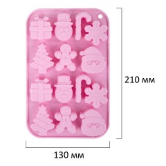 Форма для выпечки новогодняя 21х13 см "Xmas Sweets", силикон, 14 ячеек, рецепт, ЗОЛОТАЯ СКАЗКА, 592471 Форма для выпечки новогодняя 21х13 см "Xmas Sweets", силикон, 14 ячеек, рецепт, ЗОЛОТАЯ СКАЗКА, 592471 - фото 3