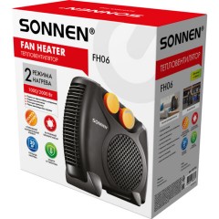 Тепловентилятор SONNEN FH06, 1000/2000 Вт, 2 режима нагрева, режим вентиляции, черный/оранжевый, 457781 - фото 9