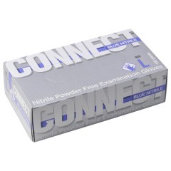 Перчатки смотровые нитриловые CONNECT, голубые, 50 пар (100 штук), размер L (большие), - Перчатки смотровые нитриловые CONNECT, голубые, 50 пар (100 штук), размер L (большие), - - фото 2