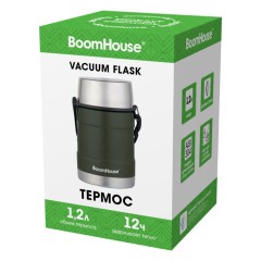 Термос 1,2 л для еды/напитков с широким горлом, BOOMHOUSE (БУМХАУС) RIBBED, контейнер, нержавеющая сталь SUS304, 700323 - фото 3