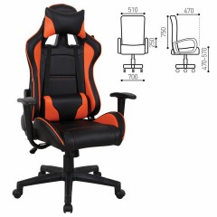 Кресло компьютерное BRABIX "GT Racer GM-100", две подушки, экокожа, черное/оранжевое, 531925 Кресло компьютерное BRABIX "GT Racer GM-100", две подушки, экокожа, черное/оранжевое, 531925 - фото 2