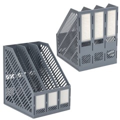 Лоток вертикальный для бумаг BRAUBERG "Office-Expert", 215 мм, 3 отделения, сборный, серый, 238018 - фото 3