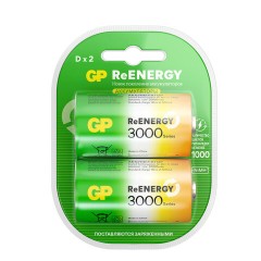 Батарейки аккумуляторные GP ReEnergy Ni-Mh КОМПЛЕКТ 2 шт., D (HR20), 3000 mAh, 300DHCRGY-2CRCB2 - фото 4