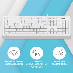 Клавиатура проводная A4TECH Fstyler FK10, USB, 104 кнопки, белая, 1147536 Клавиатура проводная A4TECH Fstyler FK10, USB, 104 кнопки, белая, 1147536 - фото 5