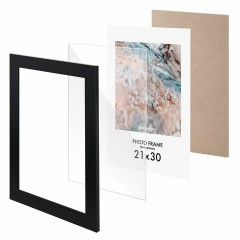 Рамка 21х30 см небьющаяся, КОМПЛЕКТ 3 шт., багет 29 мм, МДФ, BRAUBERG "Basic", черная, 391261 - фото 8