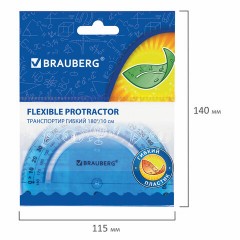 Транспортир 10 см гибкий BRAUBERG "FLEX", пластиковый, 180 градусов, ассорти, европодвес, 210676 Транспортир 10 см гибкий BRAUBERG "FLEX", пластиковый, 180 градусов, ассорти, европодвес, 210676 - фото 10
