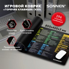 Коврик для мыши и клавиатуры с полезными комбинациями большой SONNEN "HOT KEYS", 800х400х3 мм, 513961 - фото 11