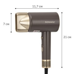 Фен для волос SONNEN HD-2285, 2200 Вт, турмалиновая ионизация, 3 режима, холодный обдув, 454697 - фото 9