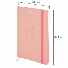 Блокнот с резинкой в клетку 96 л., А5 145х203 мм, твердая обложка с фольгой, BRAUBERG, "Pastel", 116330 - фото 2