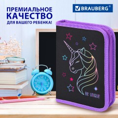 Пенал BRAUBERG с наполнением, 1 отделение, 1 откидная планка, 24 предмета, 21х14 см, "Radiant unicorn", 273532 - фото 15