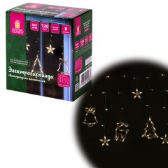 Электрогирлянда-занавес комнатная "Фигурки", 3х1 м, 120 LED, тёплый белый, 220 V, контроллер, ЗОЛОТАЯ СКАЗКА, 591361